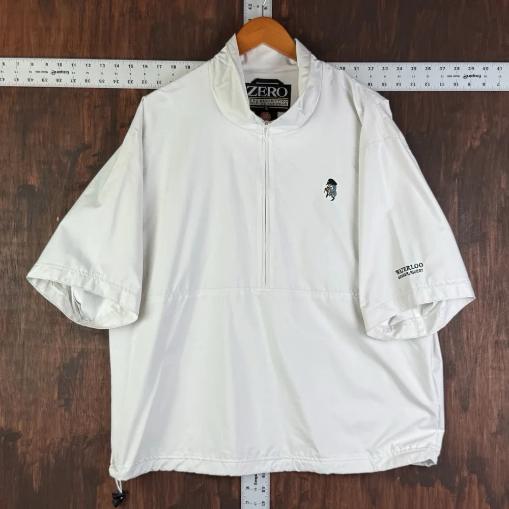 Zero Restriction Windstopper Woven Pullover Golf 1/4 Zip Short Sleeve White Larg